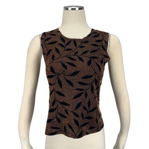 Jaipur Small NWT Copper Top Sleeveless Floral Metallic Gold